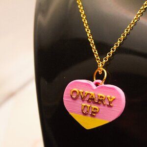 Necklace Heart Ovary up pendant, OBGYN gift, Woman, feminist, cute, Gynecologist
